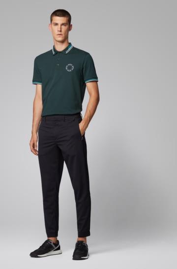 Koszulki Polo BOSS Cotton Piqué Ciemny Zielone Męskie (Pl33108)